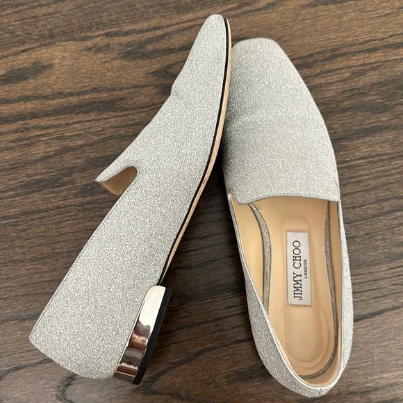 Jimmy Choo Women's Jaida Square Toe Glitter Leather Loafers - Picture 3 of 9